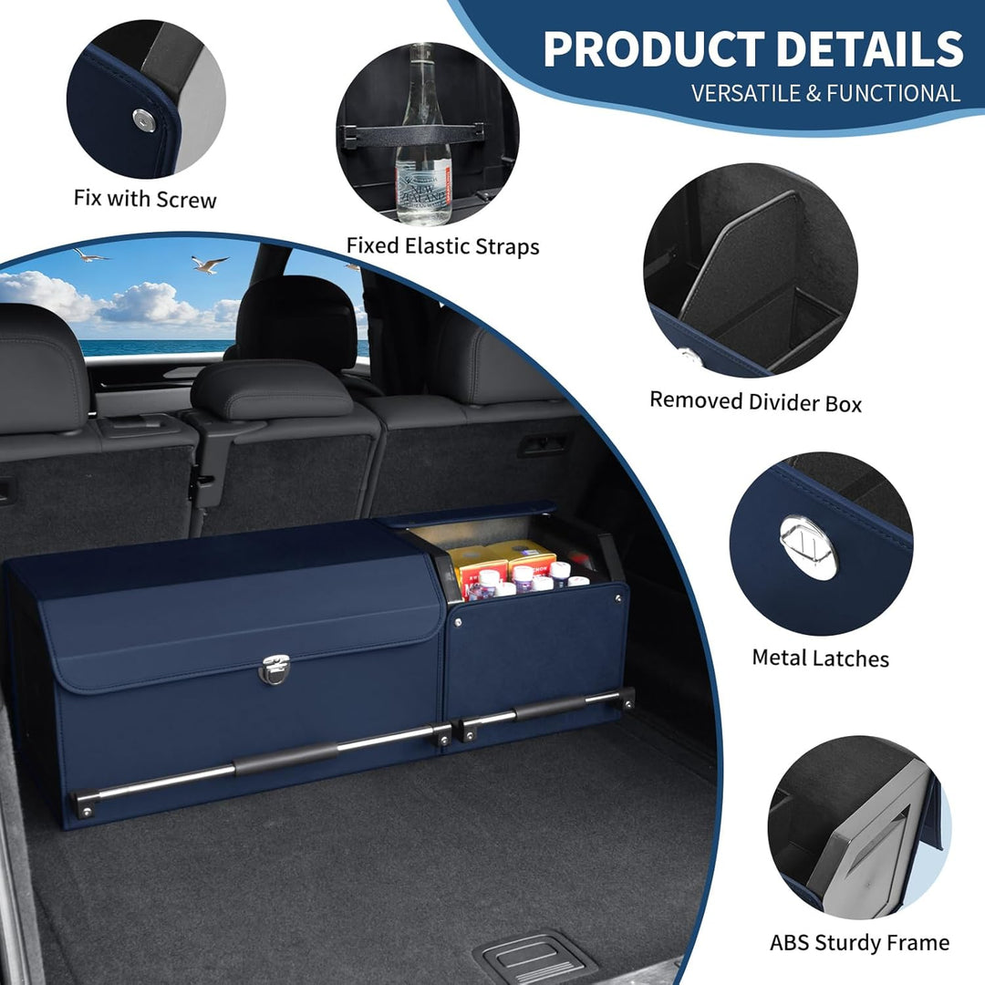 Auto Kofferraum Organizer mit Deckel – 2-in-1 Modulares XXL-Aufbewahrungsbox, Multifunktionaler Koff