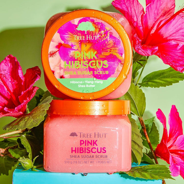 Tree Hut Pink Hibiscus Shea Sugar Scrub | Peeling-Körperpeeling entfernt abgestorbene, trockene Haut