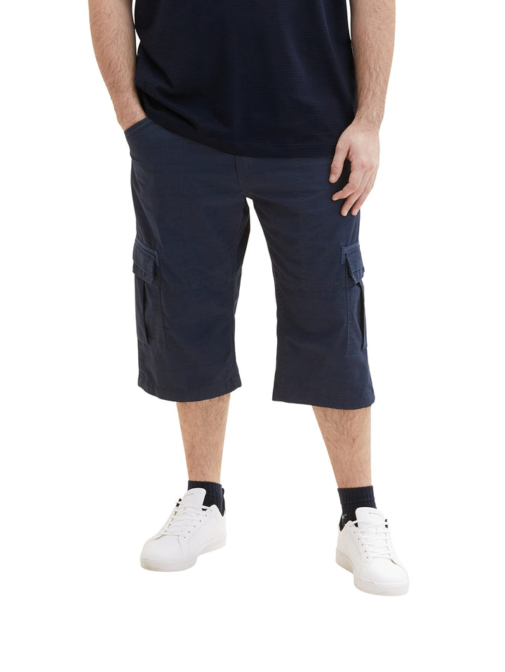 TOM TAILOR Herren Plussize Cargo Max Overknee Bermuda Shorts 48 Grosse Grössen 31293 - Navy Check, 4