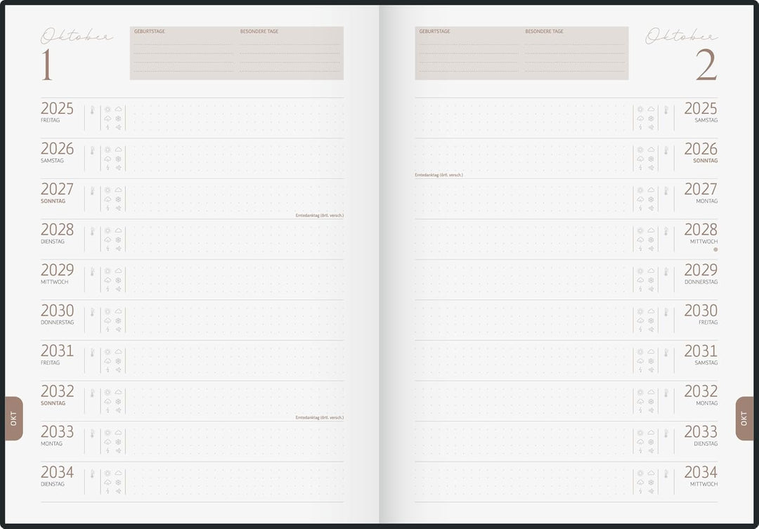 rido/idé 10-Jahres-Kalender Premium 2025-2034 „10 Years of Moments“ | A4, Kunstleder