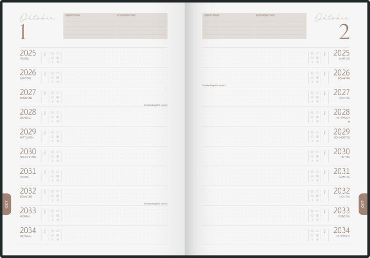 rido/idé 10-Jahres-Kalender Premium 2025-2034 „10 Years of Moments“ | A4, Kunstleder