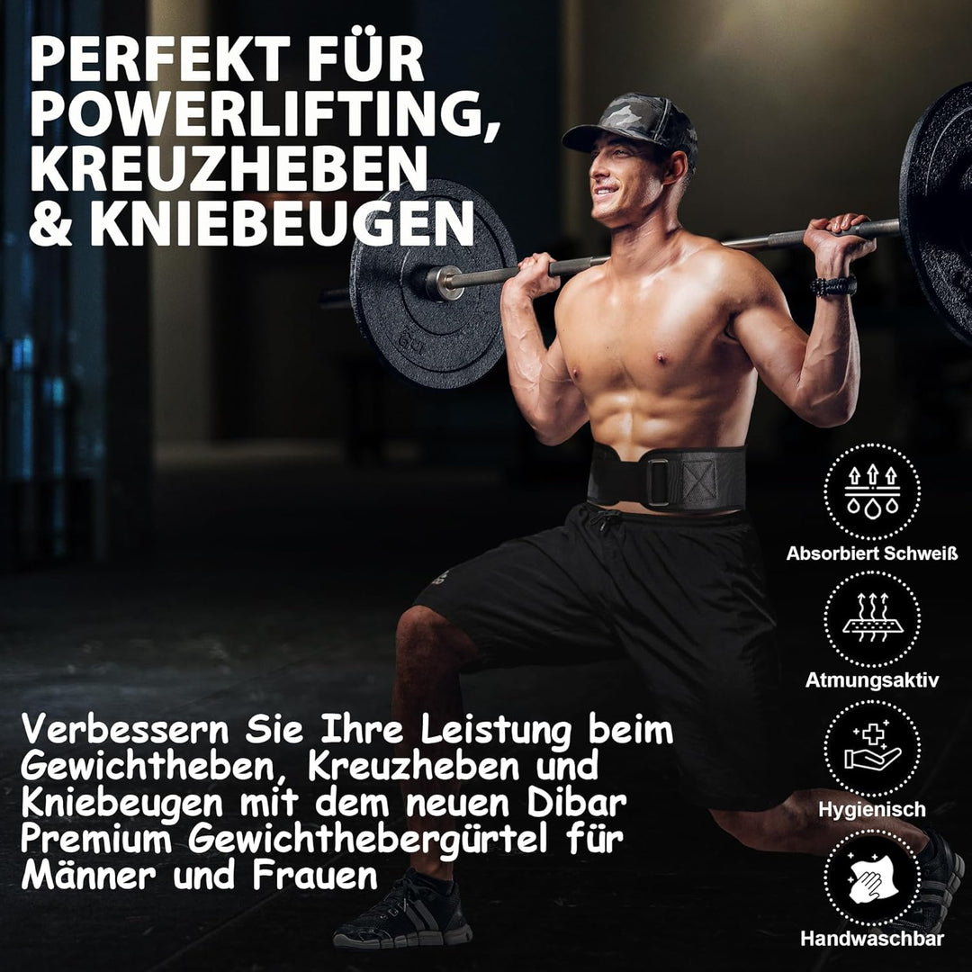 DIBAR Gewichthebergürtel Männer-Damen,Fitness,Gewichtheben,Kreuzheben,Kniebeugen,Crossfit,Intensives
