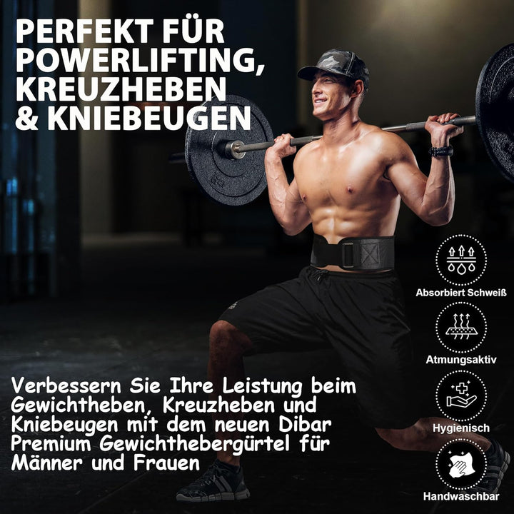 DIBAR Gewichthebergürtel Männer-Damen,Fitness,Gewichtheben,Kreuzheben,Kniebeugen,Crossfit,Intensives