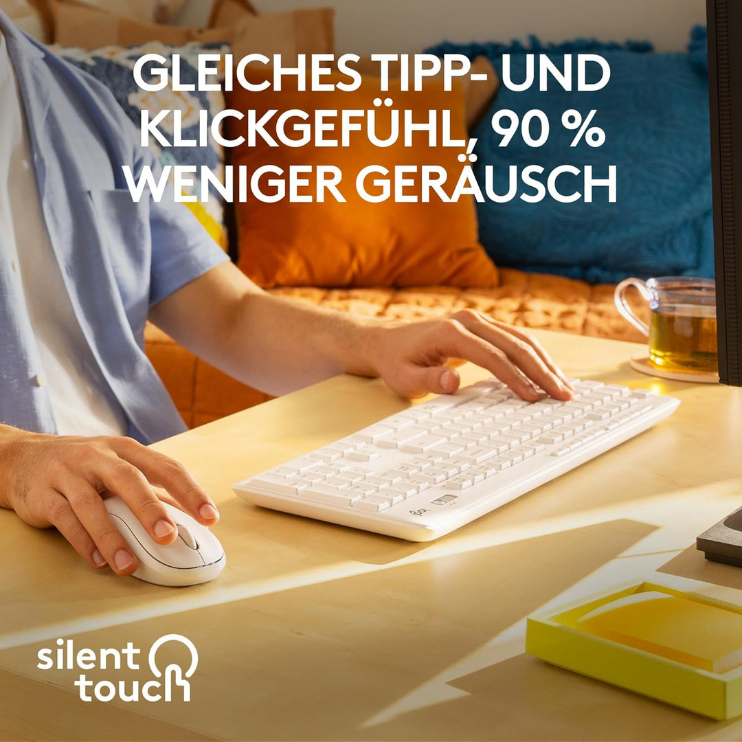 Logitech MK295 kabelloses Tastatur-Maus-Set mit SilentTouch-Technologie, Shortcut-Tasten, optischer