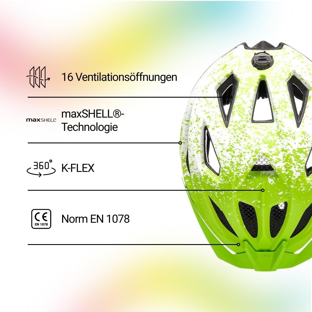 KED Street Jr. Pro Kinder Fahrrad Helm matt grün/weiss 2023 S (49-55cm), S (49-55cm)