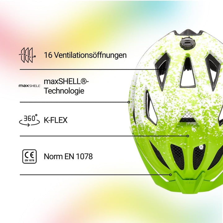 KED Street Jr. Pro Kinder Fahrrad Helm matt grün/weiss 2023 S (49-55cm), S (49-55cm)