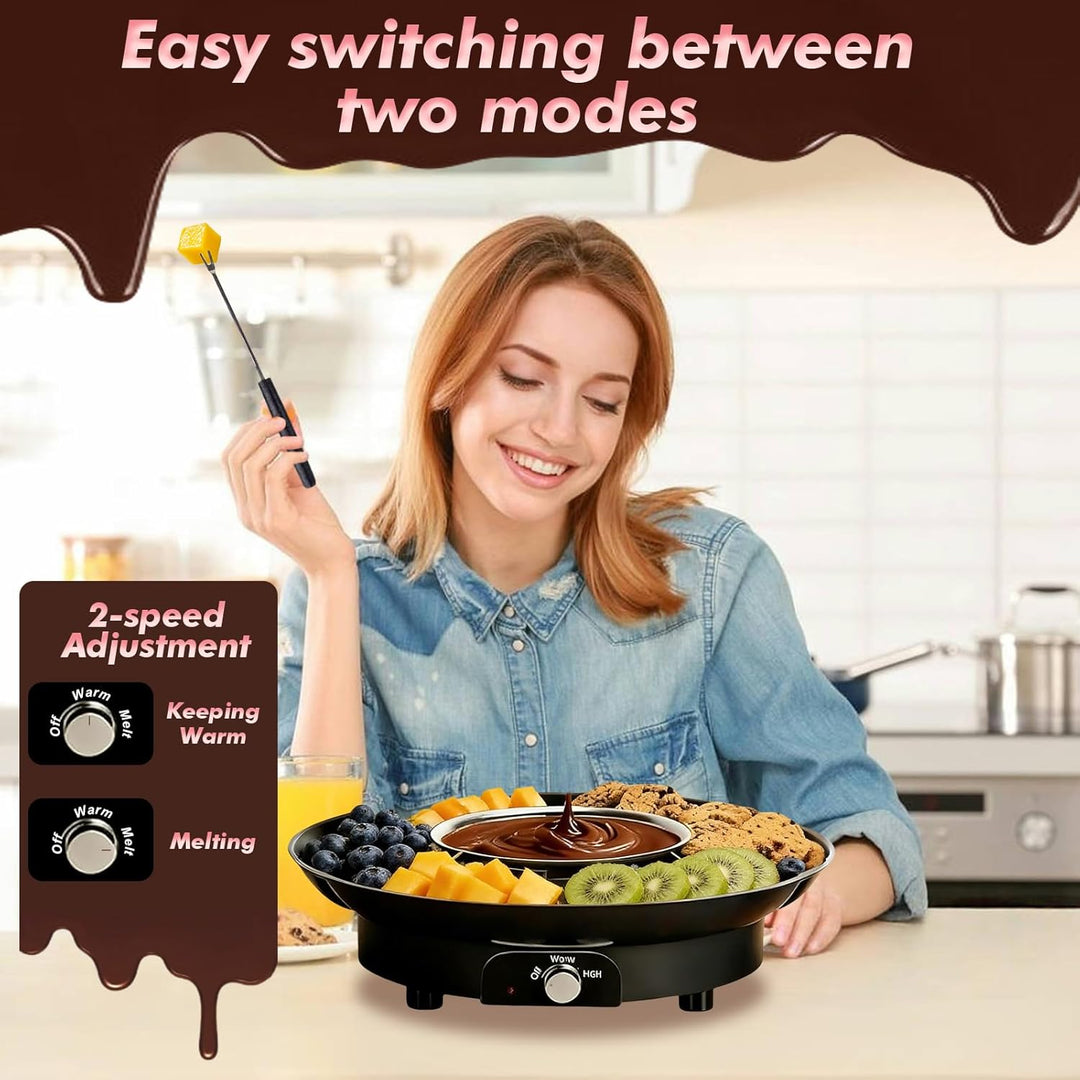 Chocolate Fondue Set 25 W 280ml,Elektrisches Schokoladen,Electric Fondue Pot with 2 Temperature Sett