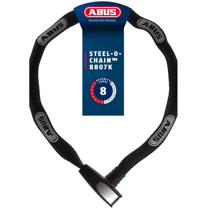 ABUS Kettenschloss Steel-O-Chain 8807K – Flexibles Fahrradschloss aus gehärtetem Stahl – ABUS-Sicher