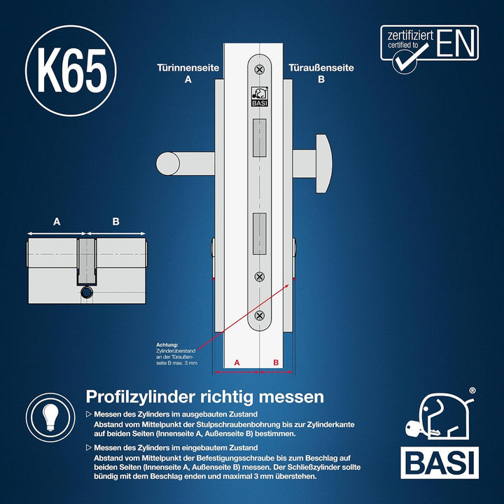 BASI | K65 Profilzylinder System | Konfigurator für Schliesszylinder | nach Wunsch frei kombinierbar