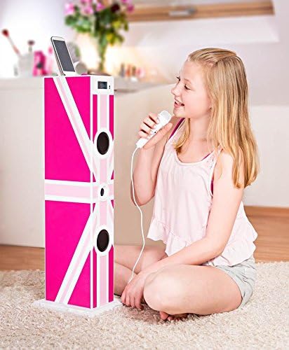 BigBen Sound Tower TW5 Union Jack Rosa inkl. Mikrofon, USB-Anschluss und Fernbedienung