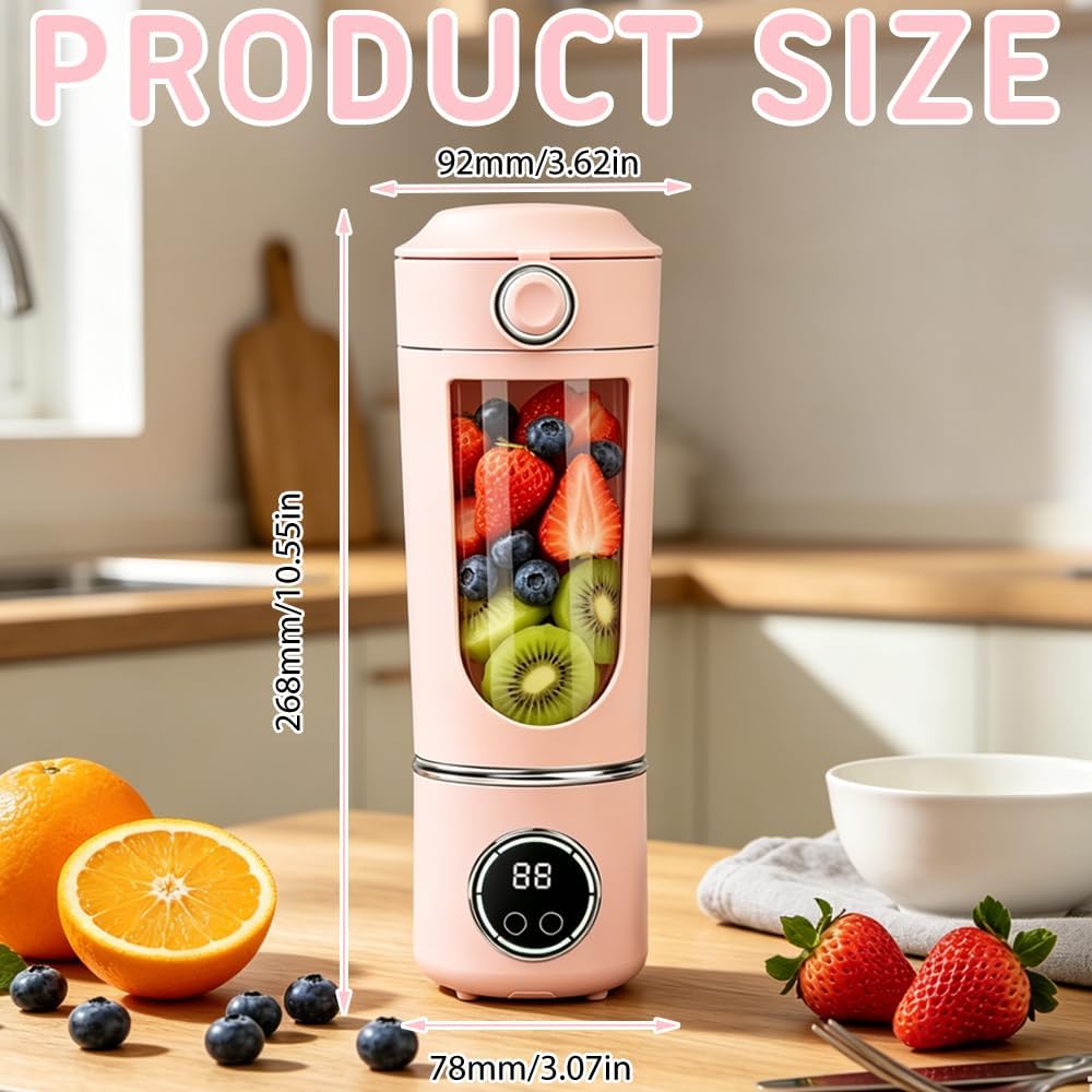 Tragbarer Mixer 700ml, Wiederaufladbar Mini Mixers with Digital Display, Mixer to Go for Milkshakes,