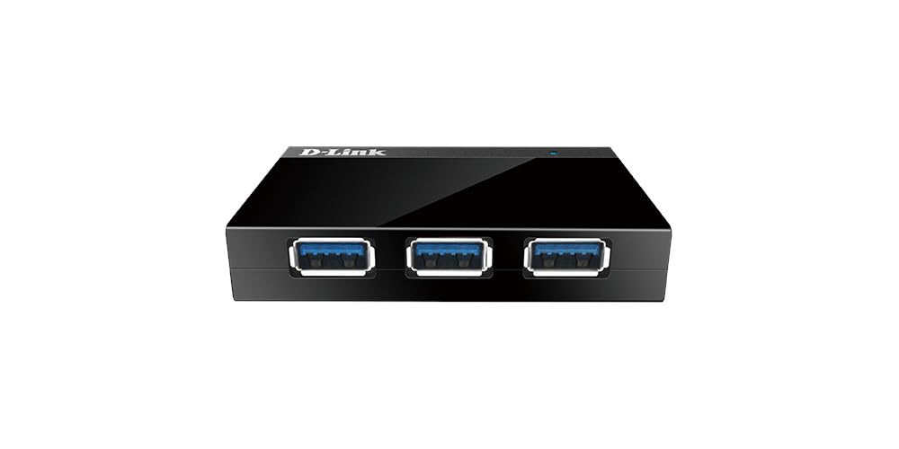 D-Link DUB-1340 4 Port USB 3.0 Hub (abwärtskompatibel, Geschwindigkeiten von bis zu 5 Gbit/s) schwar