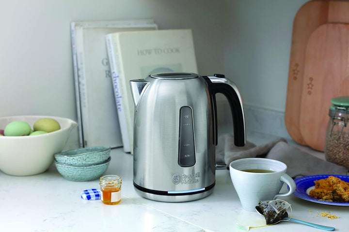 Russell Hobbs 23940 Velocity Fast Boil Elektrischer Wasserkocher, Edelstahl, 3100 W, 1,7 Liter