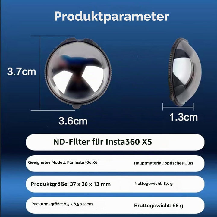 X5 ND-Filter für Insta360 X5 Action-Kamera, ND16/ND32/ND64 Objektivfilter mit optischem Glas &amp; mehrs