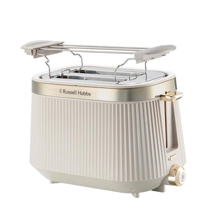 Russell Hobbs Toaster [für 2 Scheiben] Brontë Stone (6 Bräunungsstufen, Mattes Finish, Goldakzente,