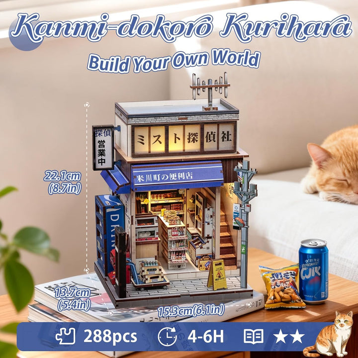 CUTEBEE Book Nook Kit - Puppenhaus Im Japanischen Stil, DIY Holz Miniaturhaus Für Erwachsene, Wohn U