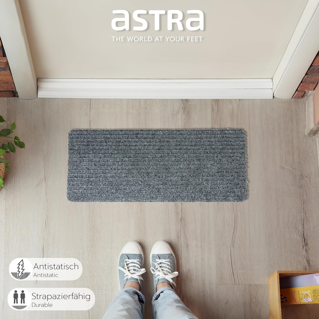 Astra Fussmatte innen Silber Schmutzfangmatte rutschfest – Türmatte 25x60 cm 3er Set wasserabweisend