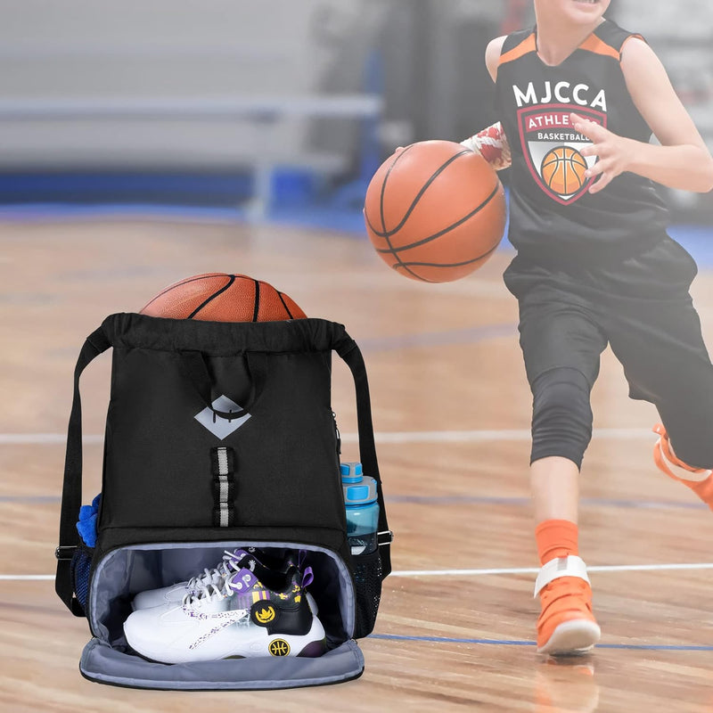 GOBUROS Fussball-Tasche, Fussball-Rucksack mit Kordelzug für Basketball, Volleyball und Fussball, Sp