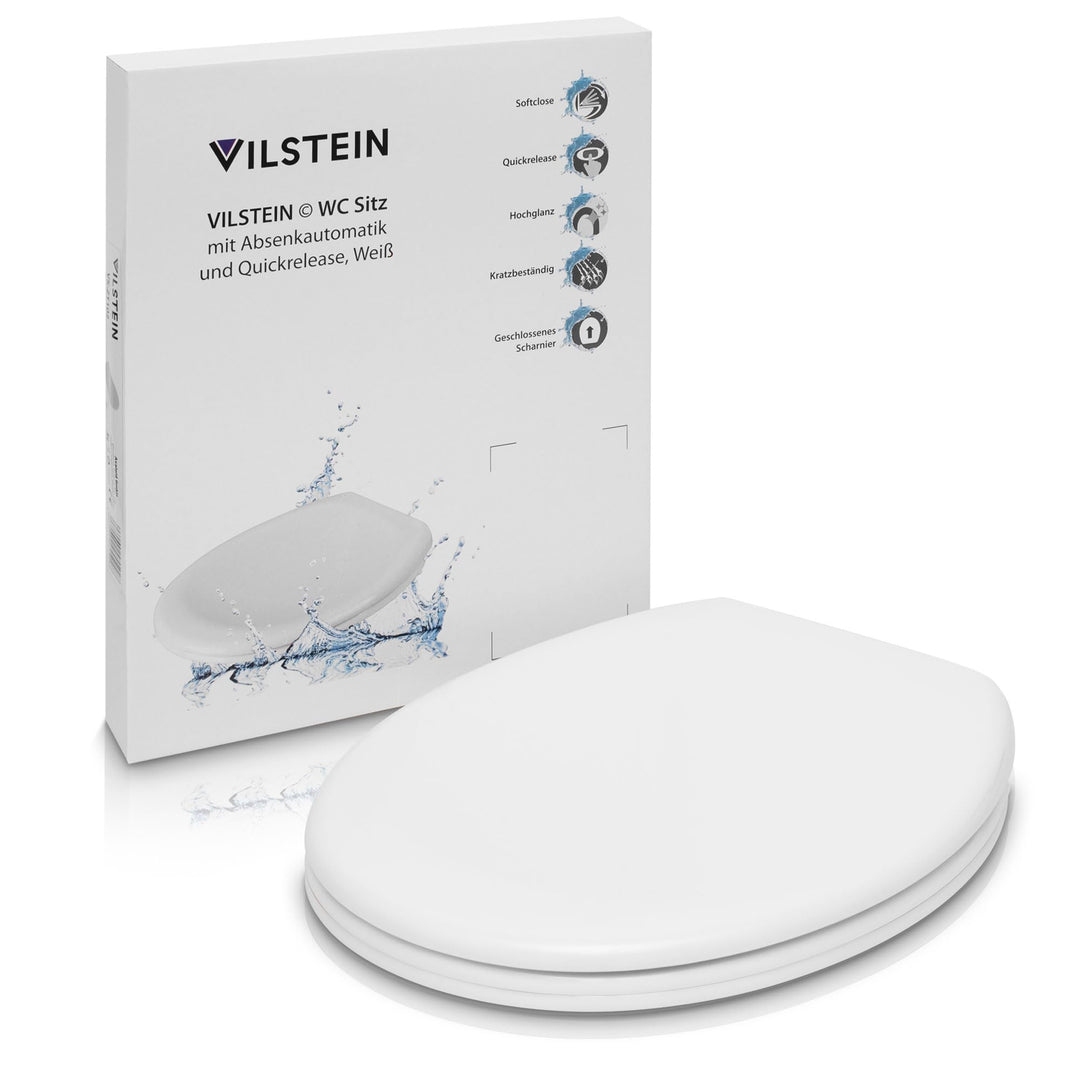 VILSTEIN | Premium Toilettendeckel mit Absenkautomatik | Edelstahl Befestigung | Abnehmbar | Antibak