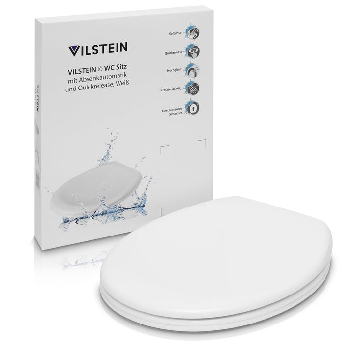 VILSTEIN | Premium Toilettendeckel mit Absenkautomatik | Edelstahl Befestigung | Abnehmbar | Antibak