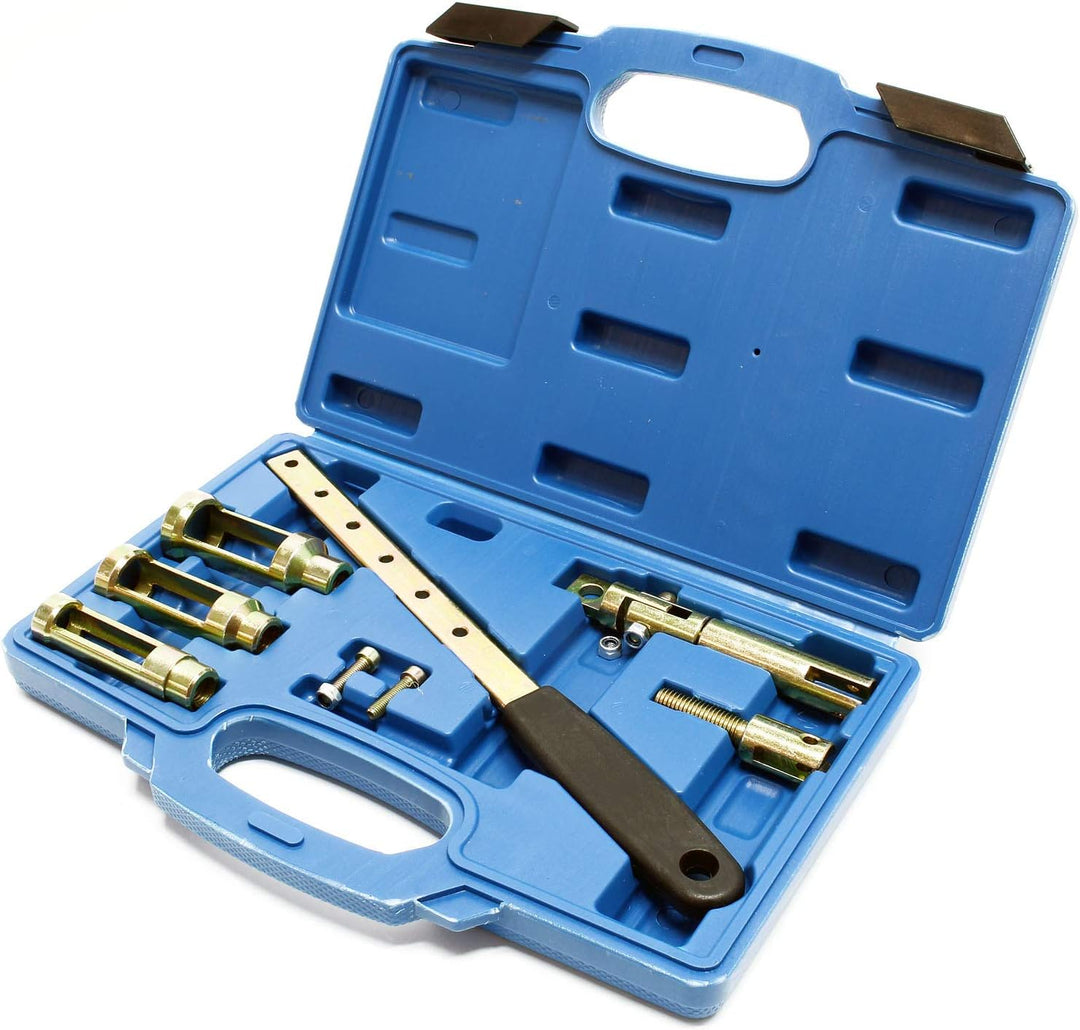 Wiltec Universal Ventilfederspanner Set 8-teilig, Ventilfederpresse für 8V, 12V, 16V Motoren, Ventil
