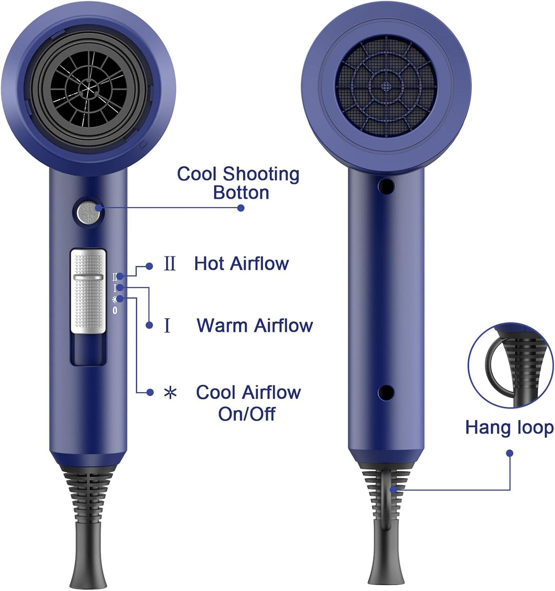 Ionen Föhn AC Motor 1800W Haartrockner, Slopehill Schnelltrocknen Hair Dryer, Haarfön mit Heiss-/Kal