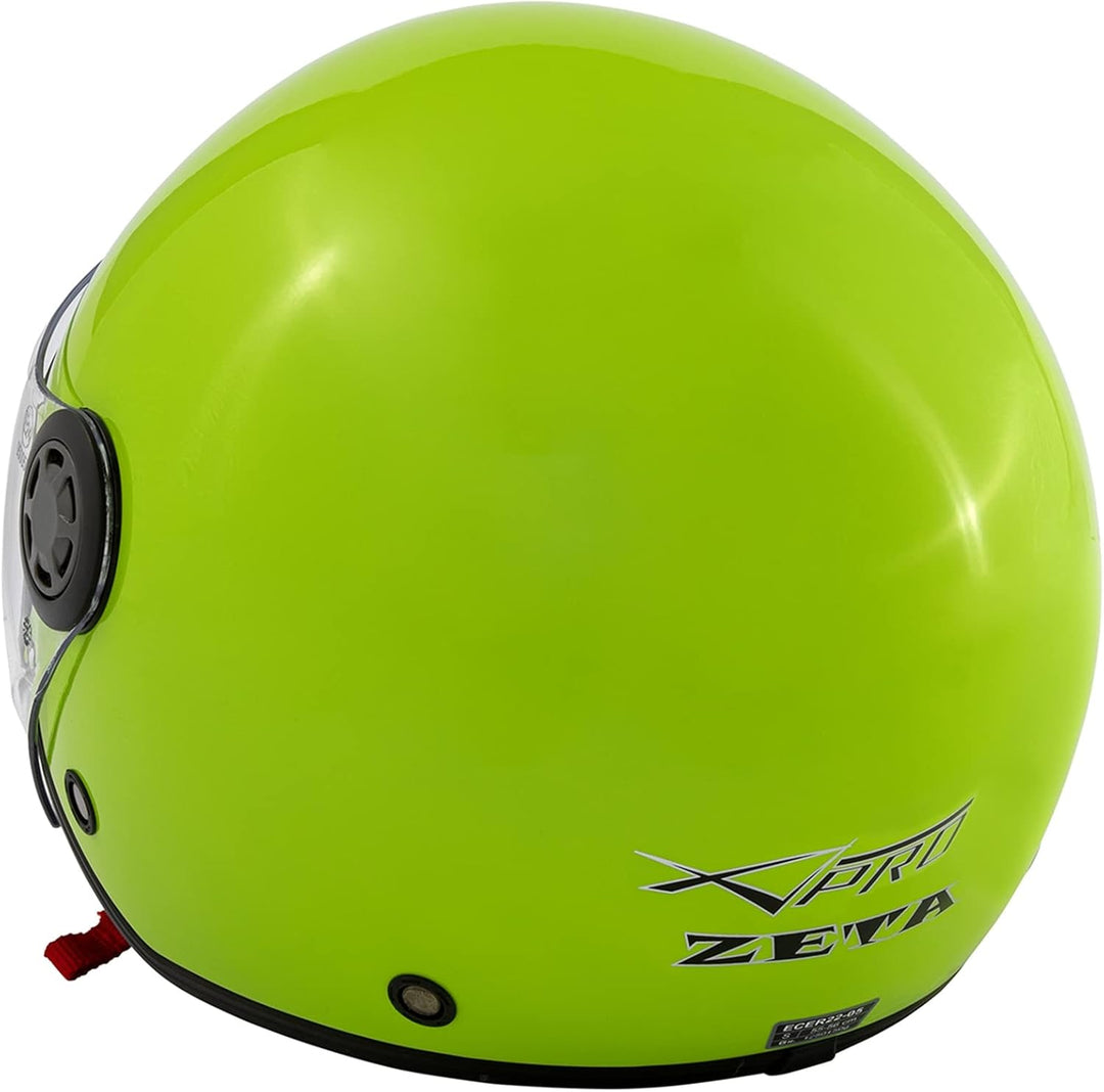 Jethelm Roller Motorrad Helm Zugelassen ECE2205 Lange Klares Visier Sonnenblende 53-54 cm ( XS) Grün
