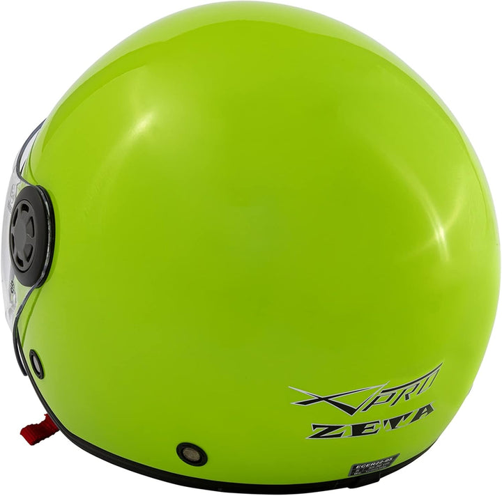 Jethelm Roller Motorrad Helm Zugelassen ECE2205 Lange Klares Visier Sonnenblende 53-54 cm ( XS) Grün