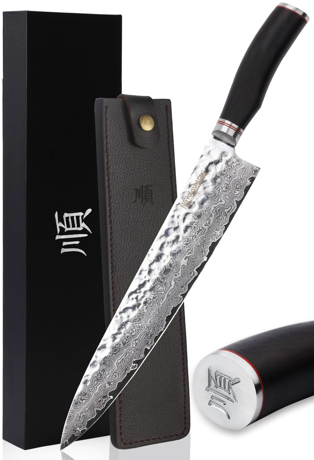 YOUSUNLONG Ebony Damastmesser Kochmesser Large - professionelles Kochmesser mit VG10 Damastklinge 30