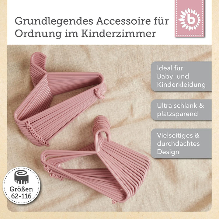 Bieco Kleiderbügel Kinder 32 St. Altrosa | Baby Kleiderbügel | Kinder Kleiderbügel | Baby Bügel Klei