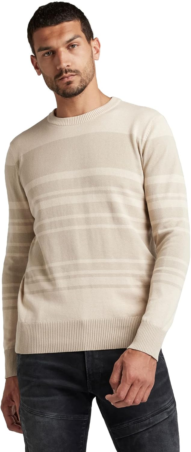 G-STAR Herren Stripe Knitted Sweater XL Mehrfarbig (Dk Talc/Dk Brick Stripe), XL Mehrfarbig (Dk Talc