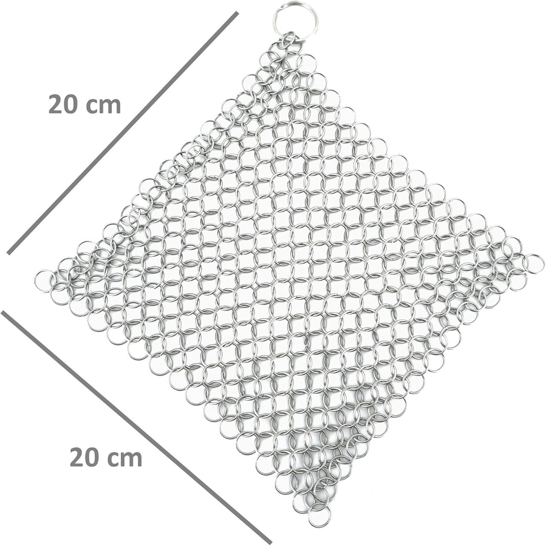 BBQ-Toro Edelstahl Ringreiniger | 20 x 20 cm | Topfreiniger für Gusseisen Pfannen und Töpfe | Dutch