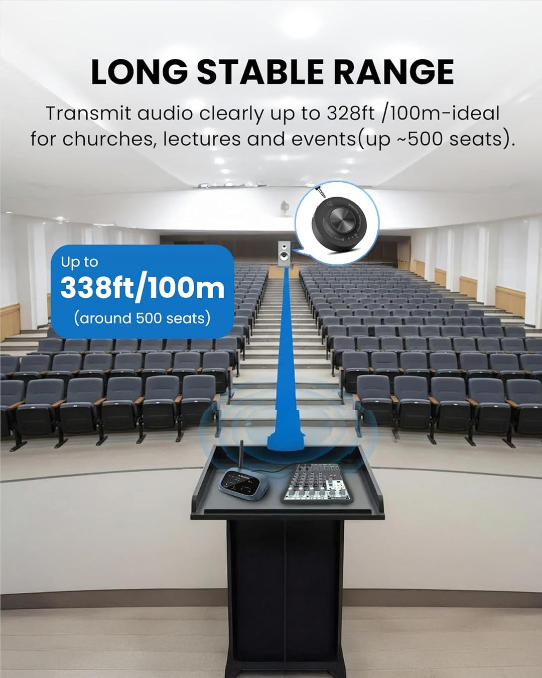 Venucast AuraLink - Auracast & Bluetooth-Empfänger für Aktive Lautsprecher & Audiosysteme, Multi-Emp