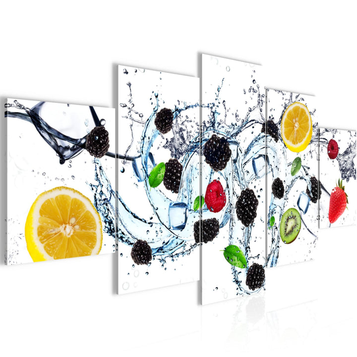 Runa Art Wandbilder Küche Obst 5 Teilig Bild auf Vlies Leinwand Deko Esszimmer Küchenbilder Essen We