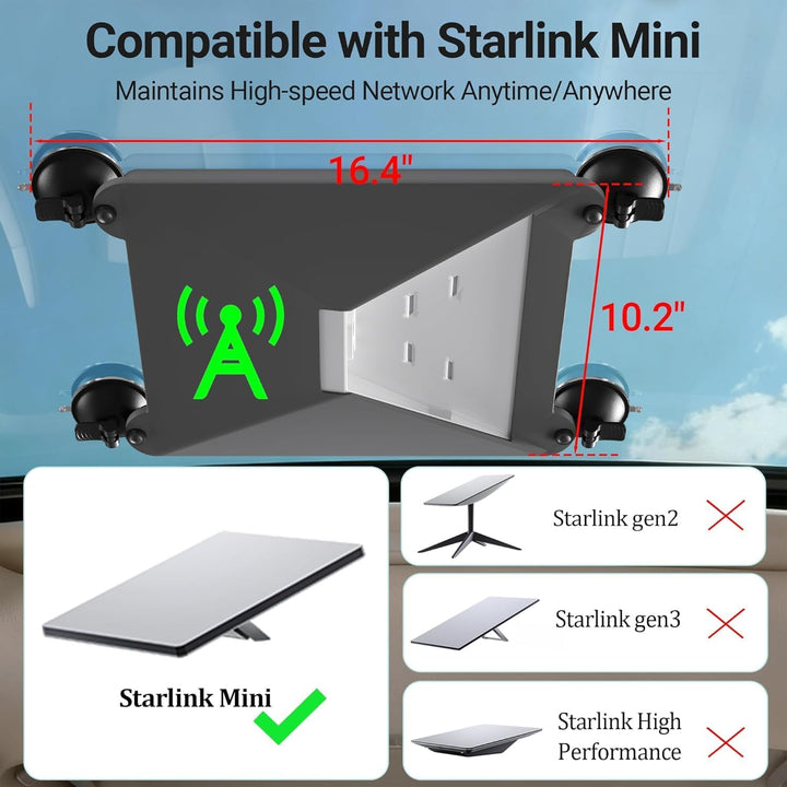 Joinfworld Starlink Mini Saugnapfhalterung,Starlink Mini Autohalterung,Bietet Stabile Satellitensign