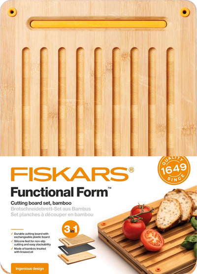 Fiskars Schneidestation, Functional Form, 3-tlg., Bestehend aus Schneidebrett, Brotbrett und Kunstst