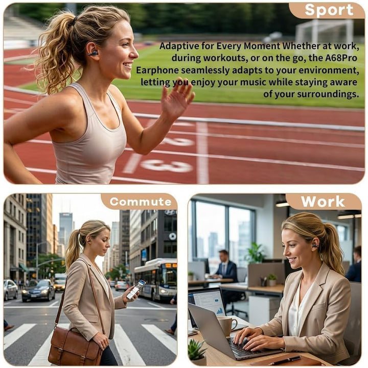 Open Ear Kopfhörer, Bluetooth Earbuds, Clip on Design mit 4 Noise Cancelling Mikrofone, 40h Std, Blu