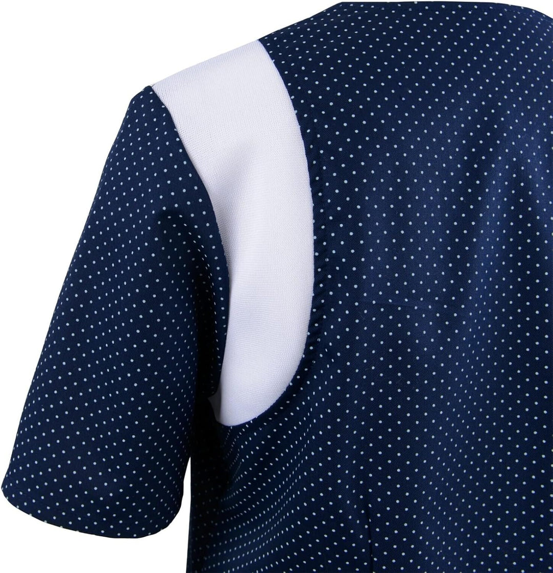 beb Damen Kasack Kurzarm Marine Weiss gepunktet 65% Polyester 35% Baumwolle XS Marine/Weiss Gepunkte
