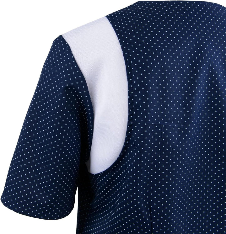 beb Damen Kasack Kurzarm Marine Weiss gepunktet 65% Polyester 35% Baumwolle XS Marine/Weiss Gepunkte