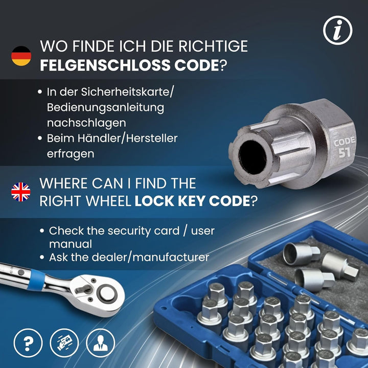 SW-Stahl 02382L Felgenschloss-Demontageset, 23-teilig I geeignet für VW I Felgenschloss - Schlüssel