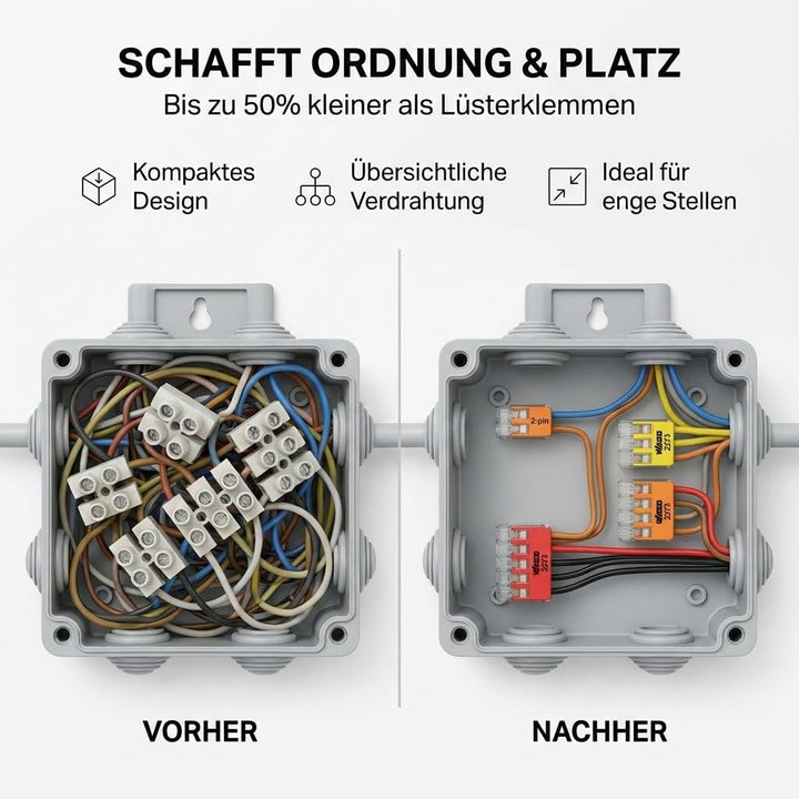 Verbindungsklemmen Set 250 Stück – enthält Original WAGO Klemmen Set Serie 2273 (2-, 3-, 4-, 5-, 8 p