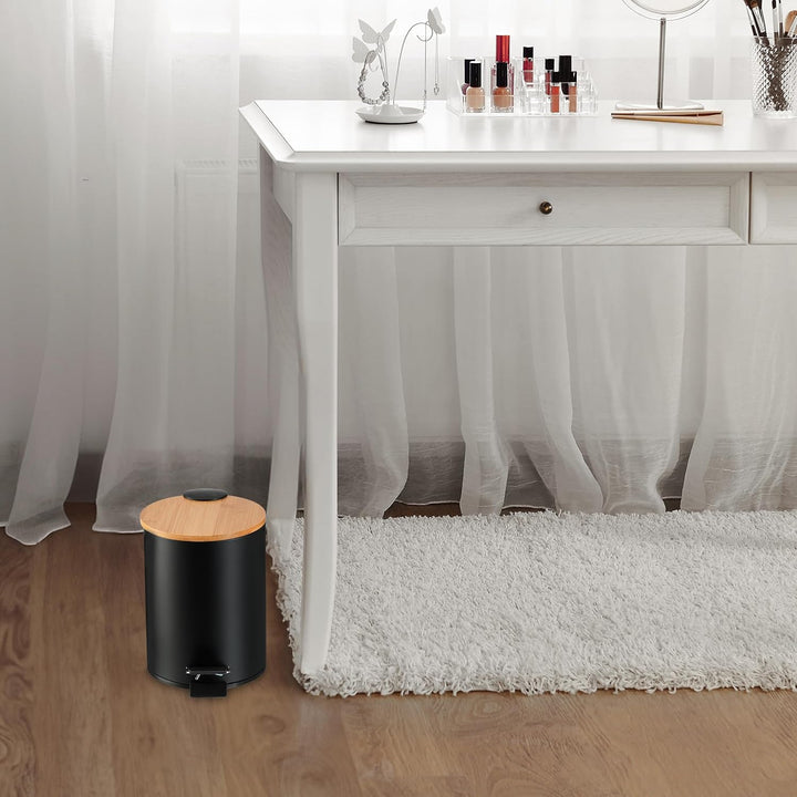 Relaxdays Kosmetikeimer, 3 Liter, Absenkautomatik, entnehmbarer Inneneimer, Bad Mülleimer, Metall, B