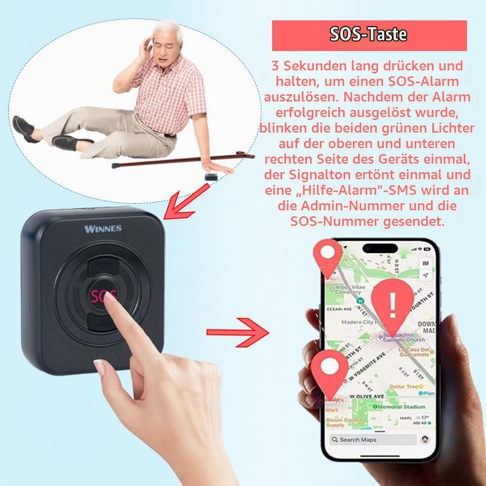 4G Mini GPS Tracker mit SIM Karte GPS Tracker Kinder mit SOS Alarm &amp; Abnehmbar 3-IN-1 Rückseitencove