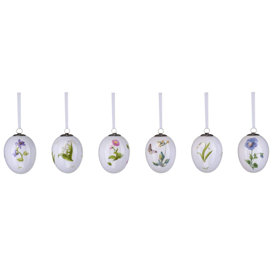 H.Bauer jun. kleines Porzellan Ostern Deko Eier Set zum aufhängen - Motiv Blumen - Ø 5.5 cm - ca. 7,