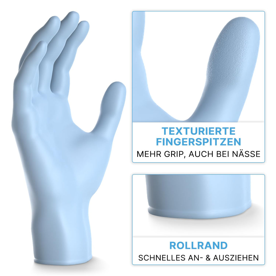 500 Stück ARNOMED Einweghandschuhe Hellblau, Einmalhandschuhe L, Nitril Handschuhe Einweg, Nitrilhan