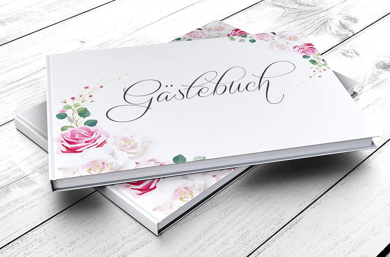 DeinWeddingshop Gästebuch Hochzeit | 104 Seiten | Hardcover DIN-A4 - ohne Fragen blanko | Hochzeitsg