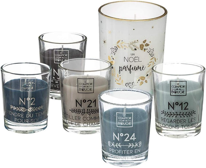 Atmosphera – Original Adventskalender mit 25 Duftkerzen in Gläsern mit Zitat, Parfümiert. cm Schwarz