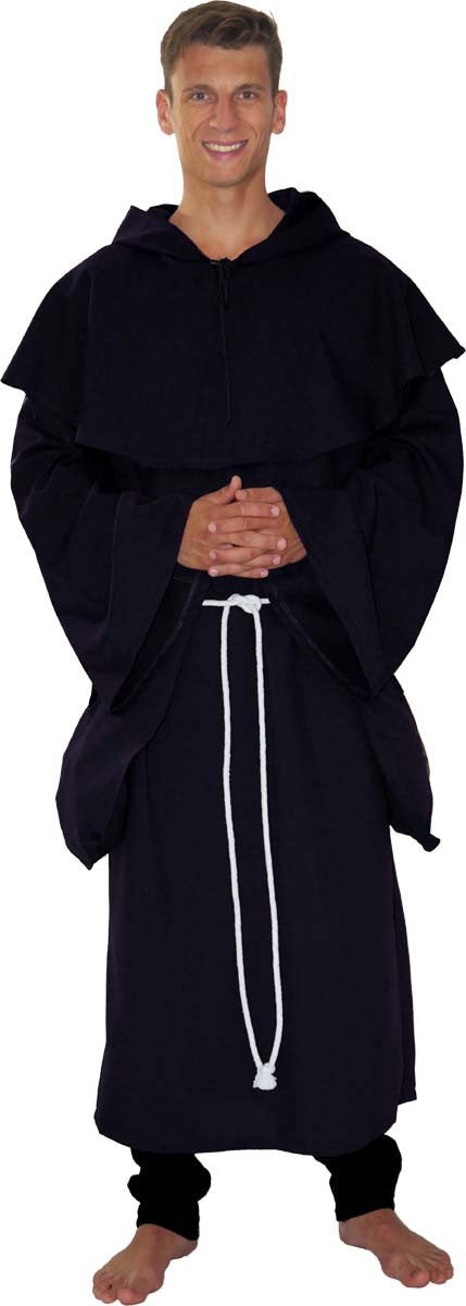MAYLYNN 18109 - Kostüm Mittelalter Mönch Herren Abt schwarz 3tlg, Grösse:S S Schwarz, S Schwarz