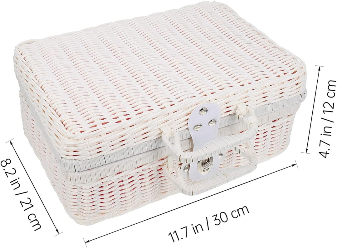 Tomaibaby Rattan Wicker Koffer Wicker Picknick Korb Stroh Lagerung Box mit Griffe Rattan Lagerung Bo