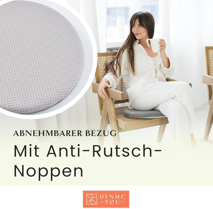 DYNMC you Sitzkissen Stuhl - Stuhlkissen 40x40 - Rund 2er Set Grau - Test SEHR GUT - Mittelhart H3 -